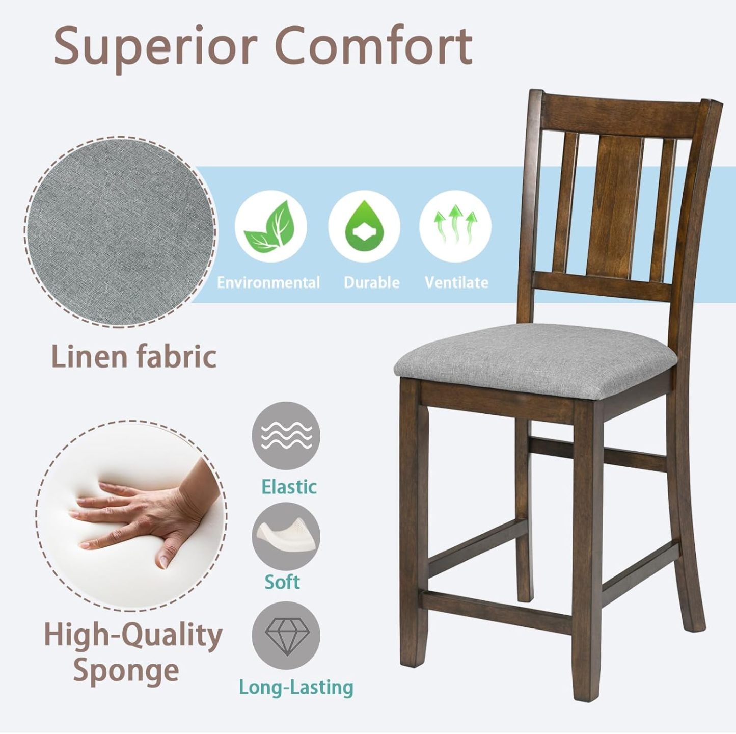 Upholstered Dining Chairs Set of 4, Mid Century Modern Wood Kitchen & Dining Room Chairs, Accent Chair for Kitchen Living Room Bedroom Wedding Party Restaurant with Slatted Back