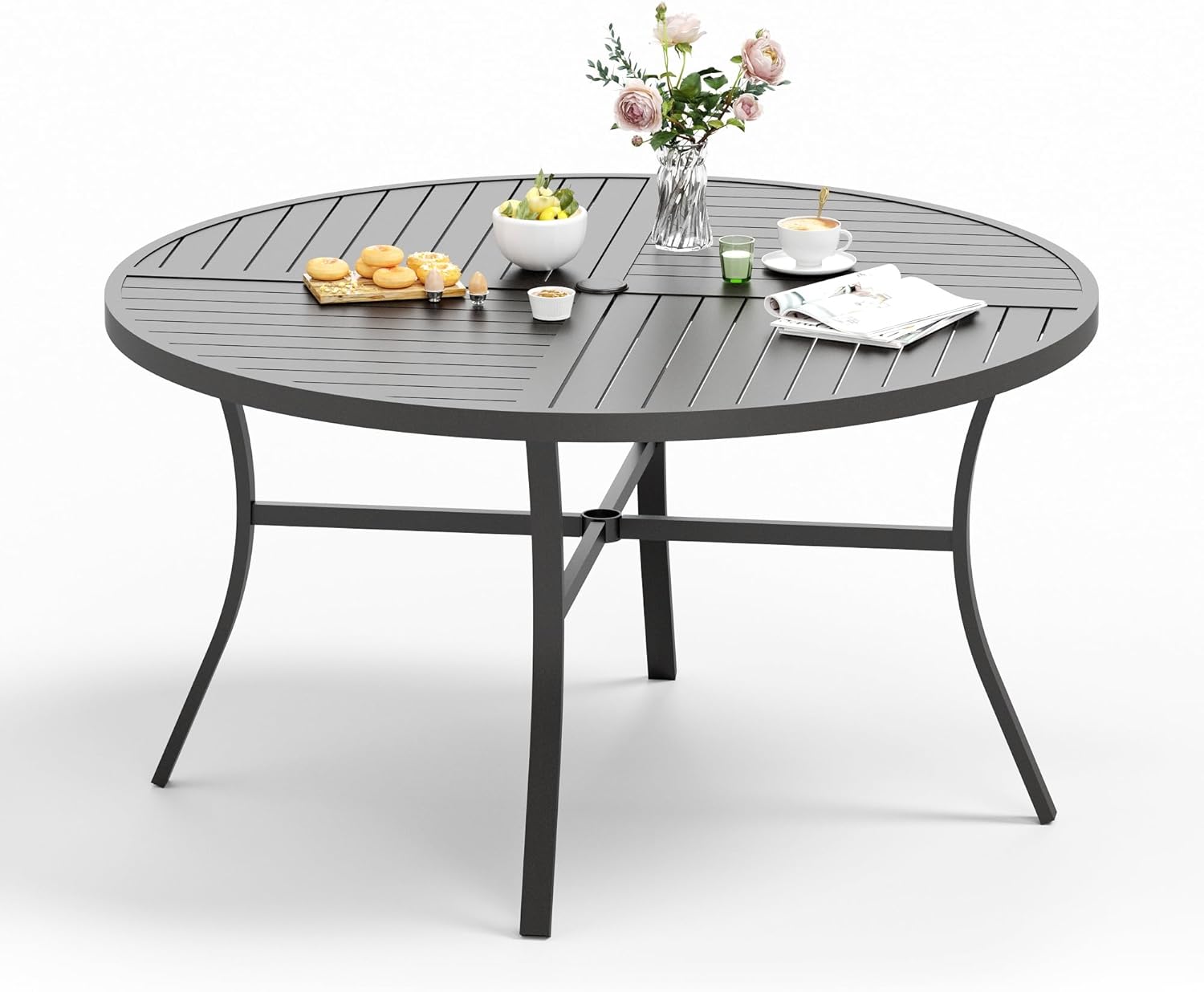 54" x 54" x 29" Patio Dining Table, Round Outdoor Dining Table for Garden Backyard Lawn Yard Furniture