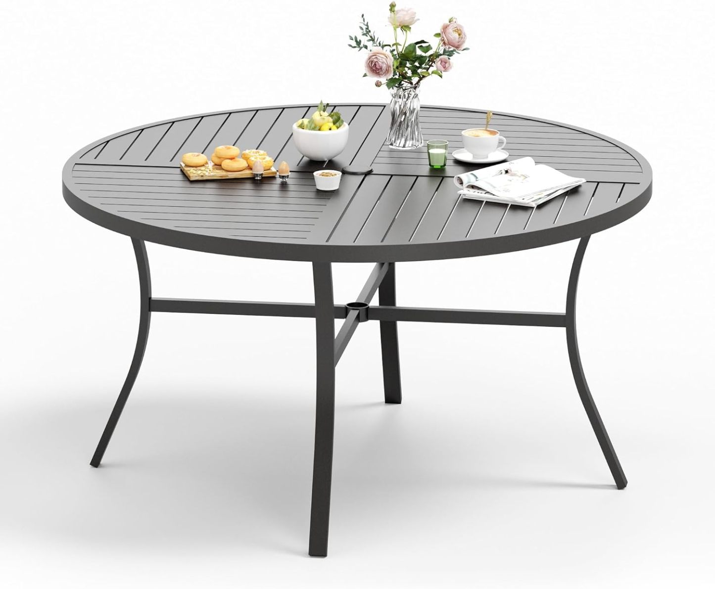 54" x 54" x 29" Patio Dining Table, Round Outdoor Dining Table for Garden Backyard Lawn Yard Furniture