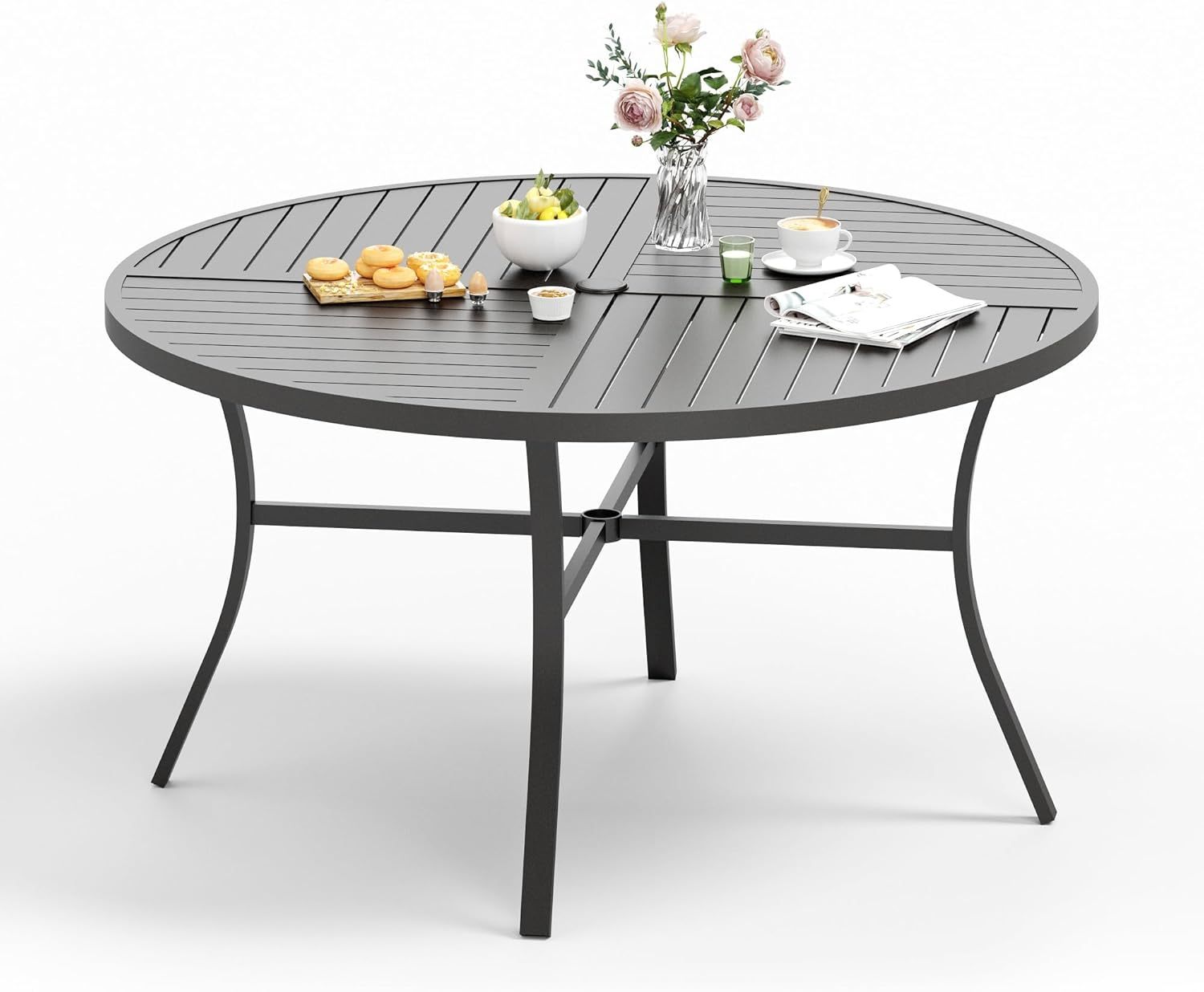 54" x 54" x 29" Patio Dining Table, Round Outdoor Dining Table for Garden Backyard Lawn Yard Furniture