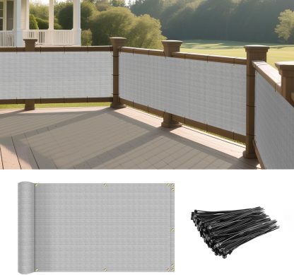 Balcony Privacy Screen Fence for Patio Outdoor Porch Deck, Apartments Railing Cover with Zip Ties, UV Protection Weather Resistant Mesh Screens Panel for Outside