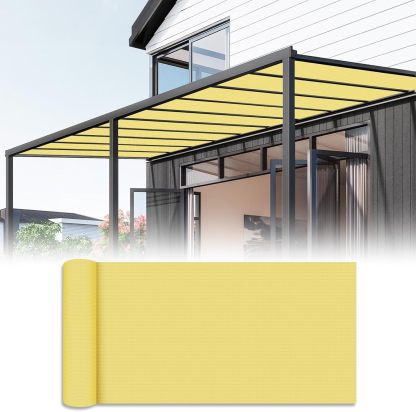 6'x50' Sun Shade Fabric Roll Cloth Pergola Patio Cover Provide Shade Knitting Mesh Screen Heavy Duty Provide Privacy Permeable UV Resistant (Light Yellow)