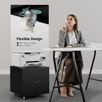 Metal Printer Stand with Storage Mobile Printer Tables for Small Spaces with Door