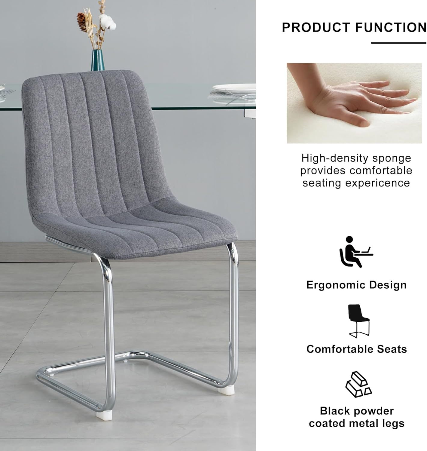 Upholstered Kitchen Dining Table Chairs Set of 2, Modern Luxury Living Room Bedroom Vanity Makeup Accent Chairs, Small Student Desk Chair