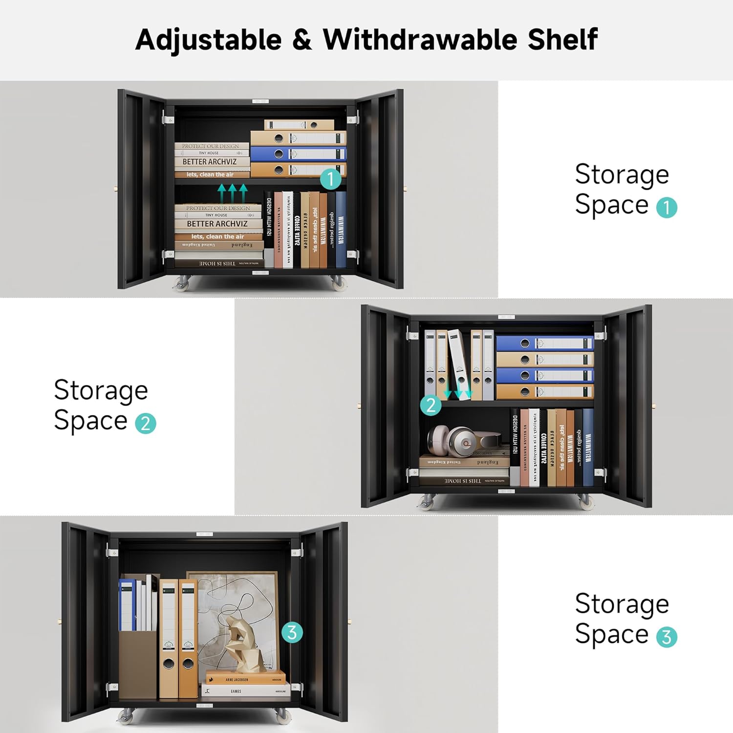 Metal Printer Stand with Storage Mobile Printer Tables for Small Spaces with Door