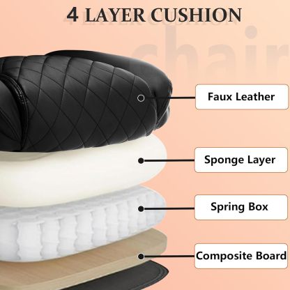 Executive Office Ergonomic Chair with Flip-up Armrests and Lumbar Support Computer High Back Adjustable Desk Chair Rocking PU Leather Modern Swivel Task Chair, Black