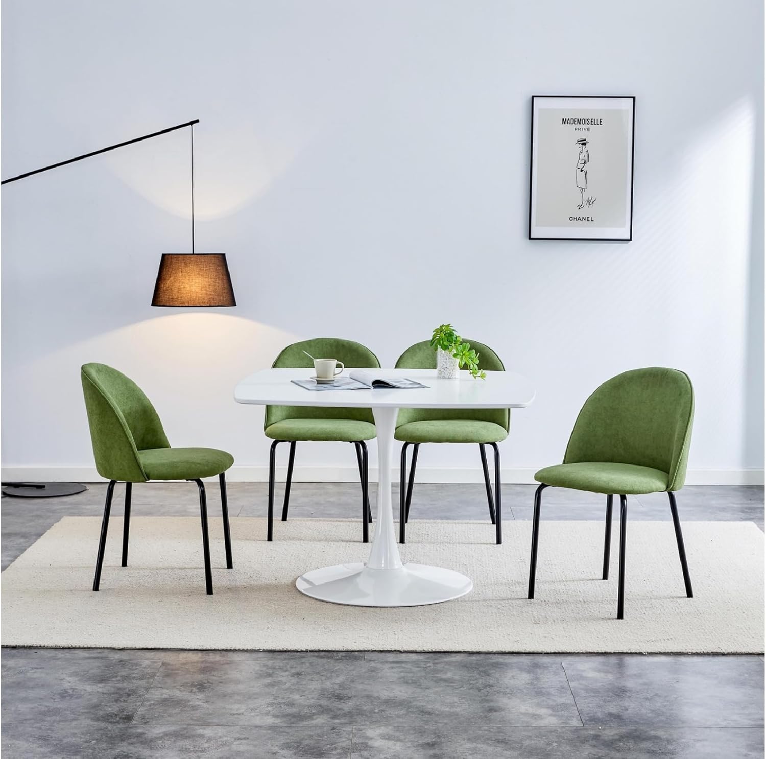 Velvet Vanity Chair with Back, Upholstered Dining Chairs Set of 2, Modern Accent Chair with Legs