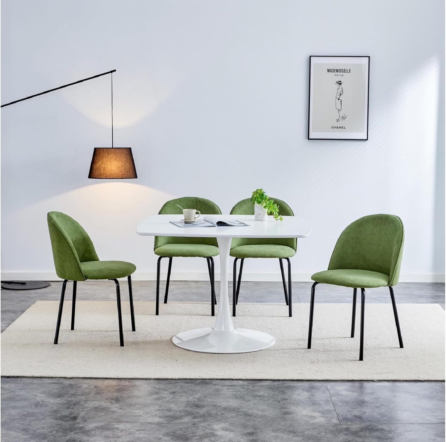 Velvet Vanity Chair with Back, Upholstered Dining Chairs Set of 2, Modern Accent Chair with Legs