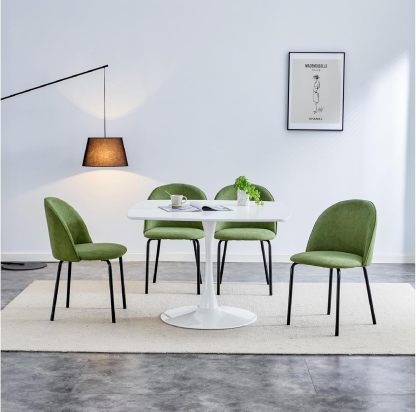 Velvet Vanity Chair with Back, Upholstered Dining Chairs Set of 2, Modern Accent Chair with Legs