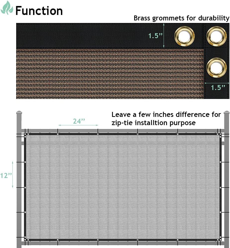 Privacy Fence Screen Heavy Duty Windscreen Net Shade Fabric with Brass Grommets for Outdoor Fence Graden Patio Deck Swimming Pool