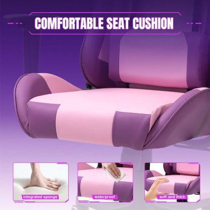 Reclining Gaming Chair, High-Back Recliner Chair with Headrest and Lumbar Support, PU Leather Racing Gaming Chair with Height Adjustable and Headrest 360° Swivel Seat