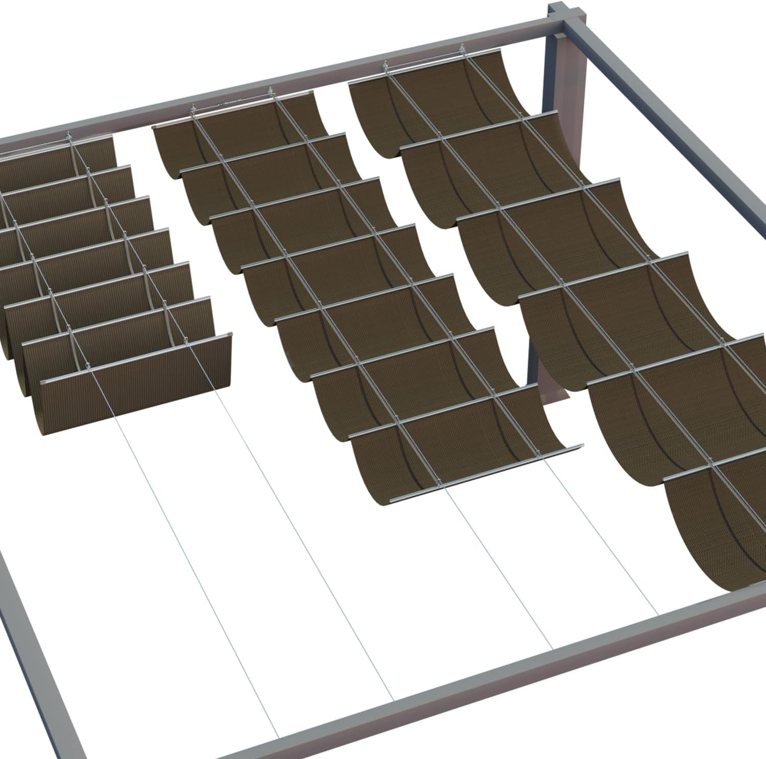 4'x16' Retractable Pergola Shade Cover Wave Shade Sail Replacement Canopy with Hardware Sun Shade for Patio Porch Yard Garden Outdoor