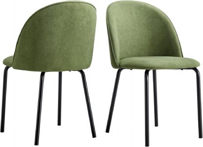 Velvet Vanity Chair with Back, Upholstered Dining Chairs Set of 2, Modern Accent Chair with Legs