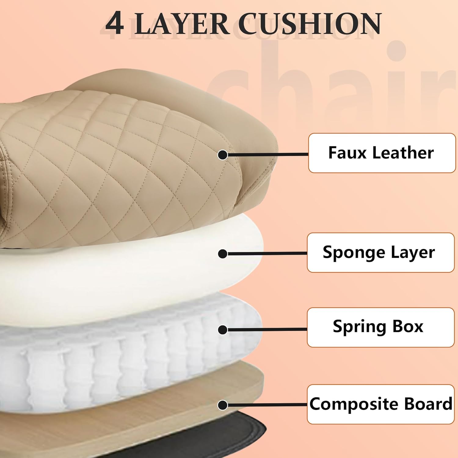 Executive Office Ergonomic Chair with Flip-up Armrests and Lumbar Support Computer High Back Adjustable Desk Chair Rocking PU Leather Modern Swivel Task Chair