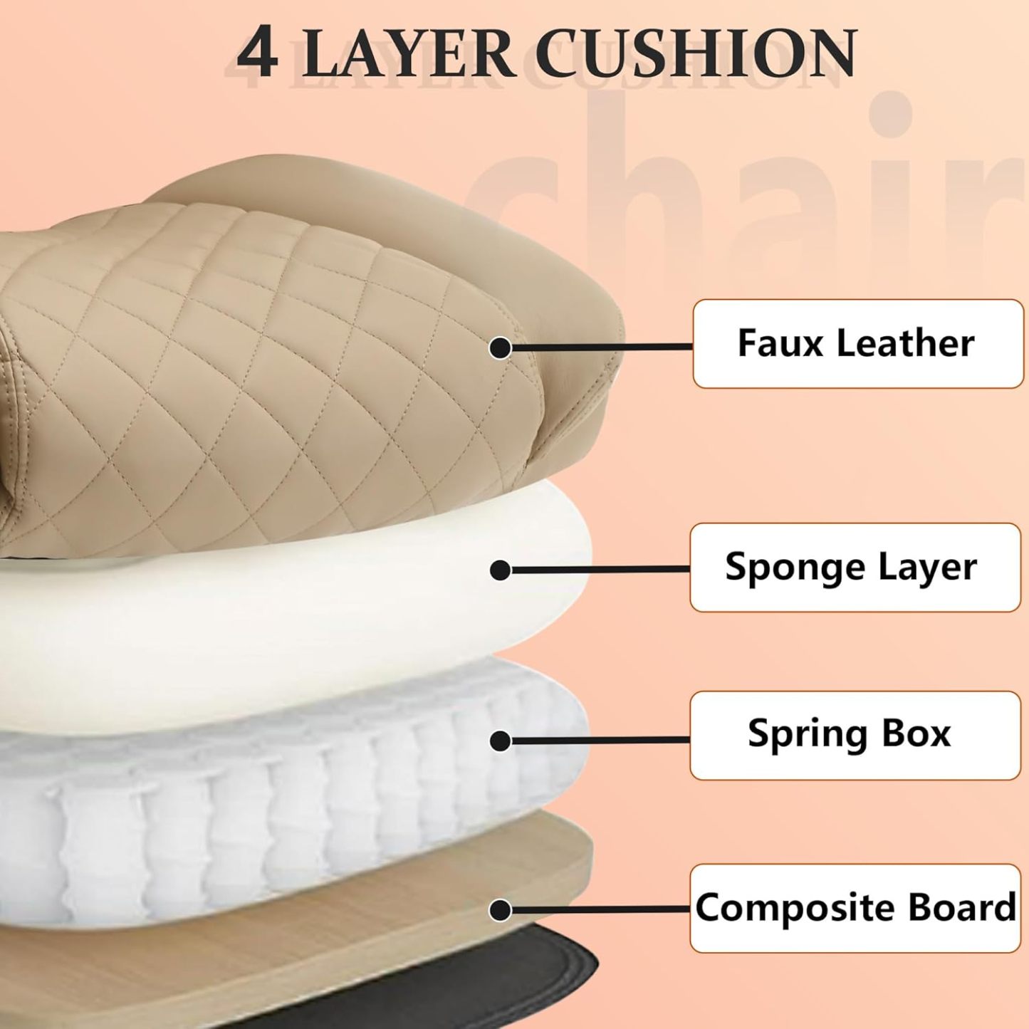 Executive Office Ergonomic Chair with Flip-up Armrests and Lumbar Support Computer High Back Adjustable Desk Chair Rocking PU Leather Modern Swivel Task Chair