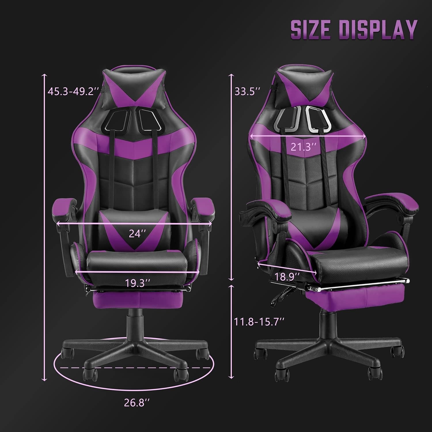 Purple Gaming Chairs with Footrest,Ergonomic PC Computer Game Chair
