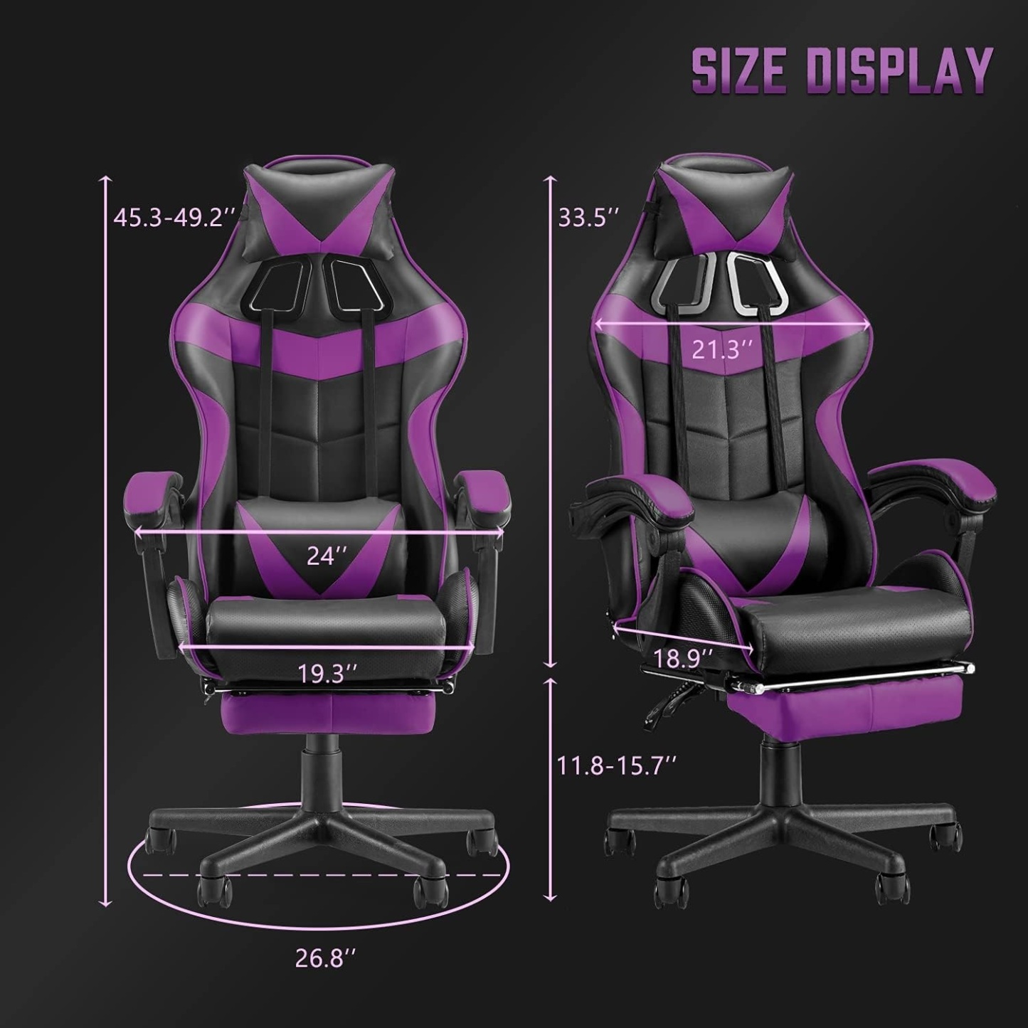 Purple Gaming Chairs with Footrest,Ergonomic PC Computer Game Chair
