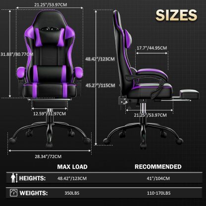 Computer Chair with Footrest and Lumbar Support, Ergonomic Video Game Chair with Headrest, Height Adjustable Gamer Chair Office Desk Chair
