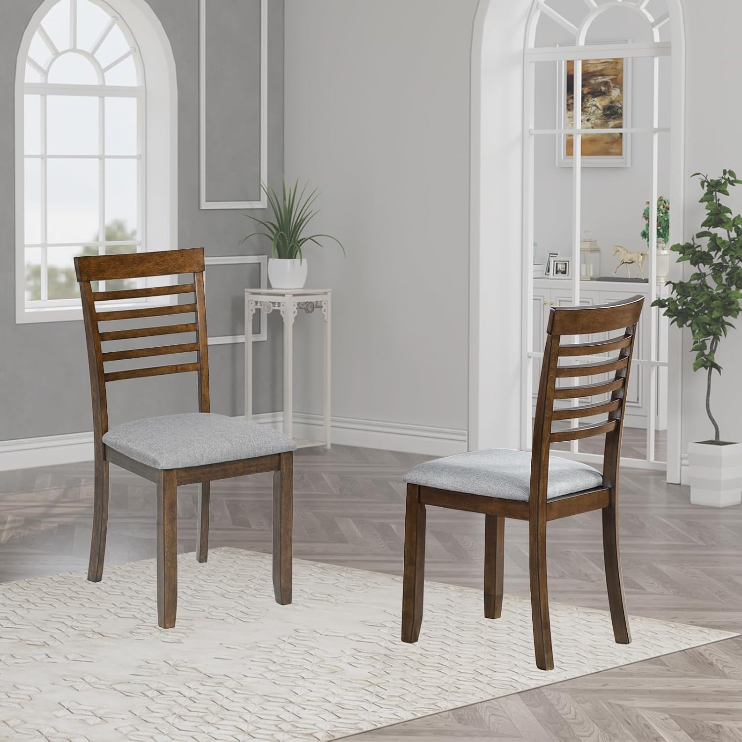Upholstered Dining Chairs Set of 4, Mid Century Modern Wood Kitchen & Dining Room Chairs