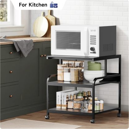 Printer Stand with Adjustable Storage Shelf - Large Printer Table with Wheels - 3 Tier Rolling Printer Cart