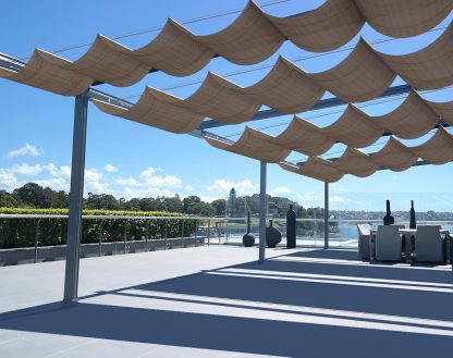 4'x16' Retractable Pergola Shade Cover Wave Shade Sail Replacement Canopy with Hardware Sun Shade for Patio Porch Yard Garden Outdoor