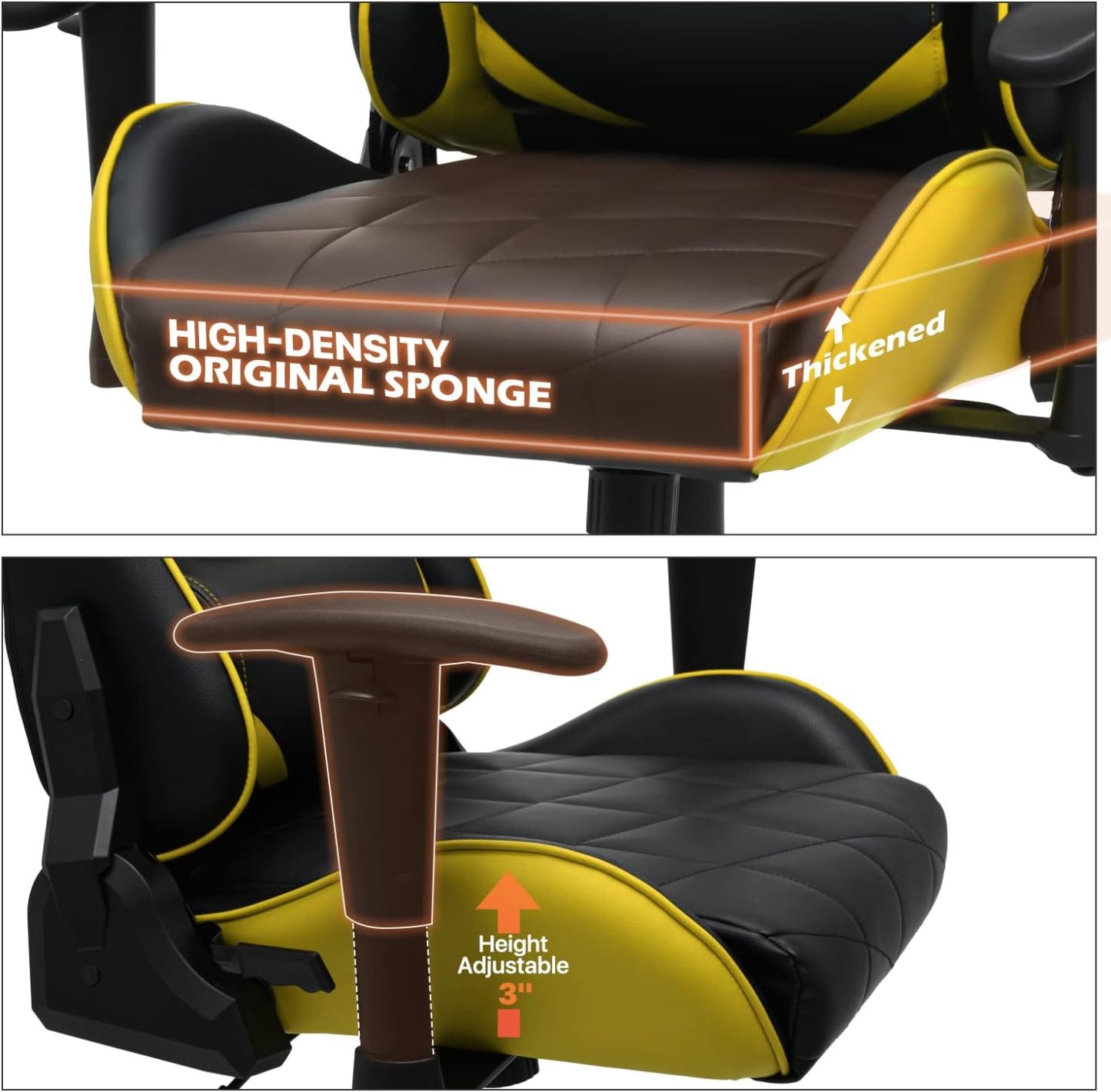Gaming Chair Racing Style High-Back Reclining Ergonomic Swivel Chair with Adjustable Headrest and Lumbar Support