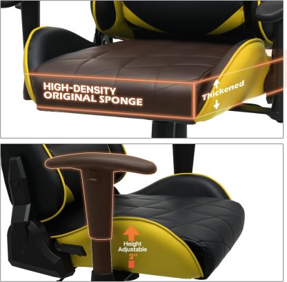 Gaming Chair Racing Style High-Back Reclining Ergonomic Swivel Chair with Adjustable Headrest and Lumbar Support