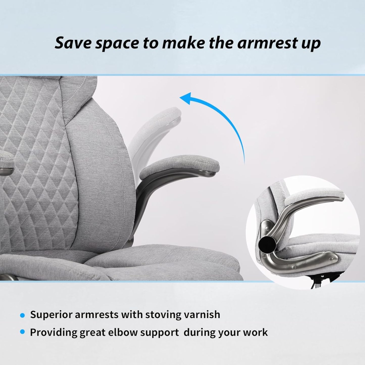 Executive Office Ergonomic Chair with Flip-up Armrests and Lumbar Support Computer High Back Adjustable Desk Chair