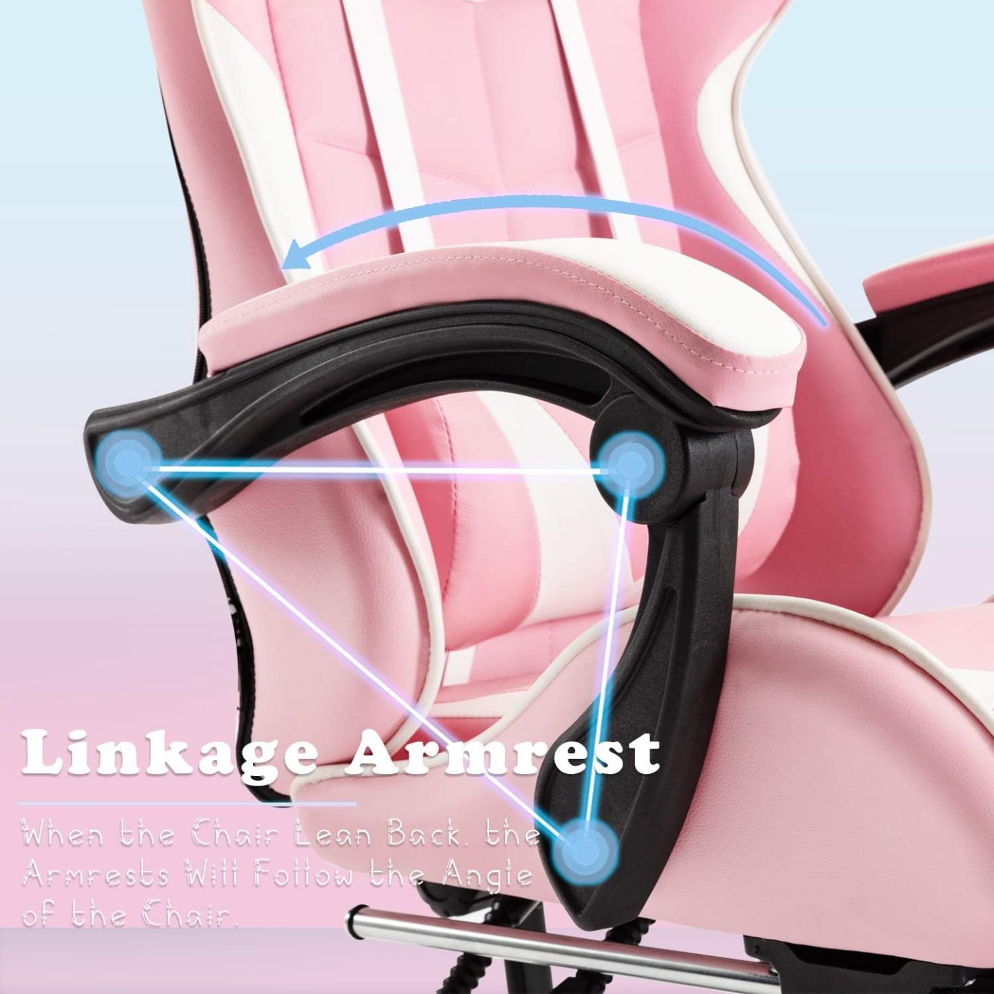 Pink Gaming Chairs with Footrest,Ergonomic PC Computer Game Chair
