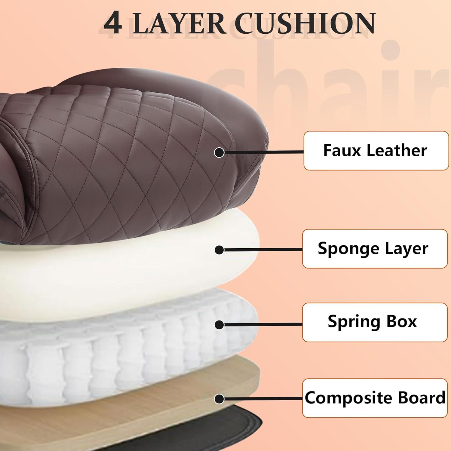 Executive Office Ergonomic Chair with Flip-up Armrests and Lumbar Support Computer High Back Adjustable Desk Chair Rocking PU Leather Modern Swivel Task Chair