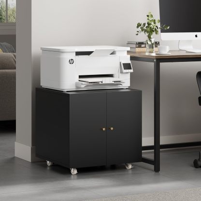 Metal Printer Stand with Storage Mobile Printer Tables for Small Spaces with Door