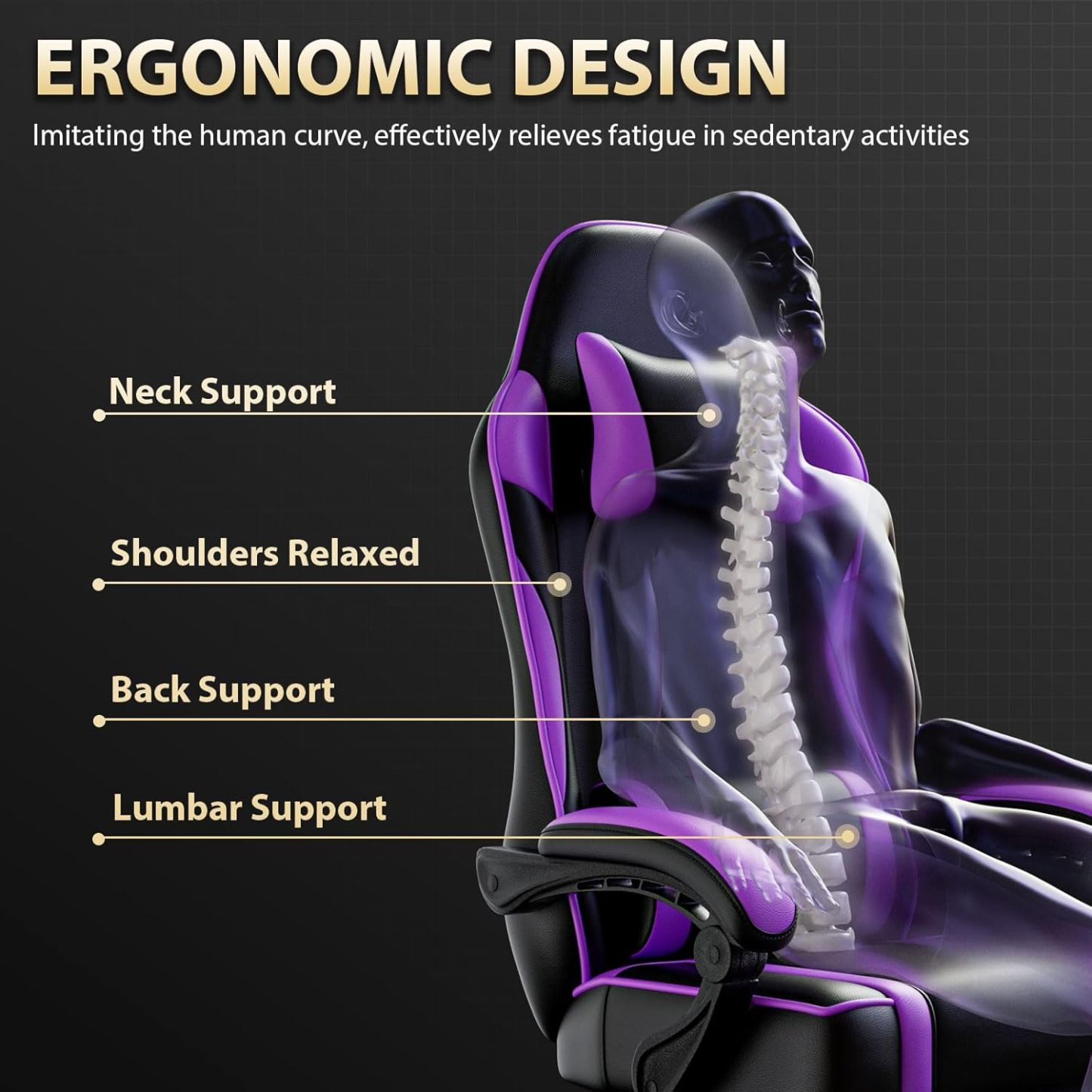 Computer Chair with Footrest and Lumbar Support, Ergonomic Video Game Chair with Headrest, Height Adjustable Gamer Chair Office Desk Chair