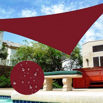 Waterproof Sun Shade Sail 18'x18'x26' Outdoor Canopy Triangle Awning Sunshade Cloth Screen 95% UV Blockage & Water Resistant for Outdoor Patio Garden Pool, Red