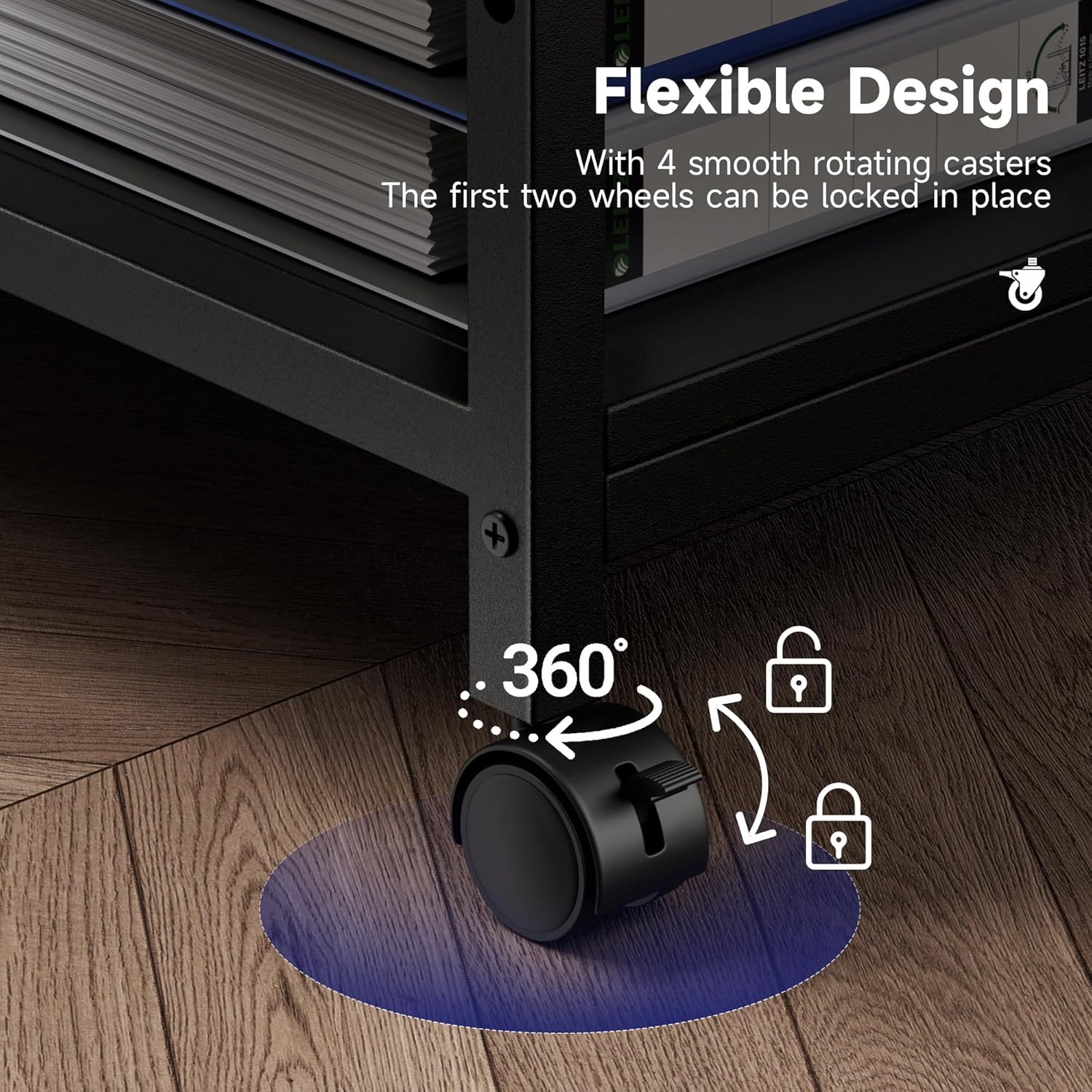 Printer Stand with Adjustable Storage Shelf - 20x16 inches Large Printer Table with Wheels - 3 Tier Rolling Printer Cart