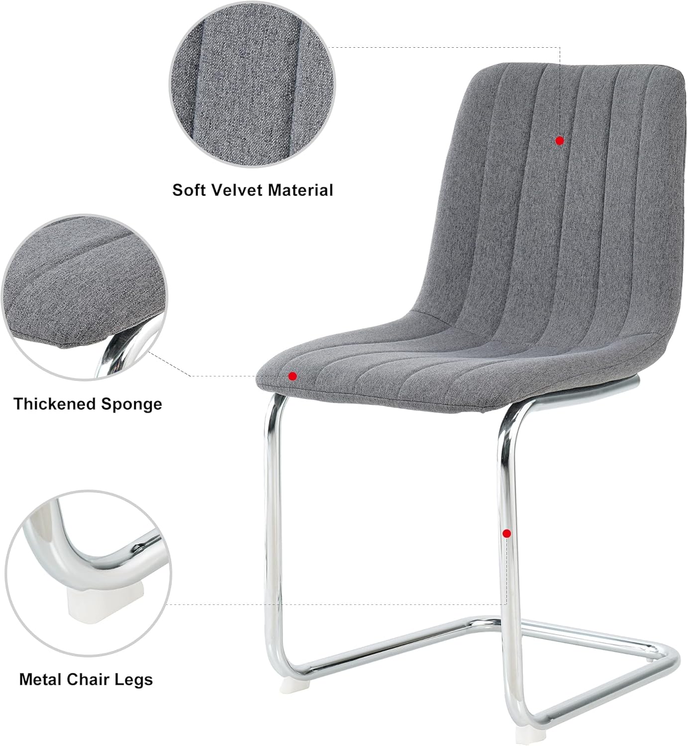 Upholstered Kitchen Dining Table Chairs Set of 2, Modern Luxury Living Room Bedroom Vanity Makeup Accent Chairs, Small Student Desk Chair