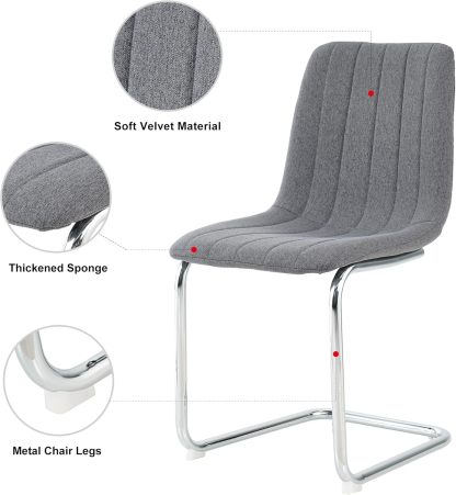 Upholstered Kitchen Dining Table Chairs Set of 2, Modern Luxury Living Room Bedroom Vanity Makeup Accent Chairs, Small Student Desk Chair