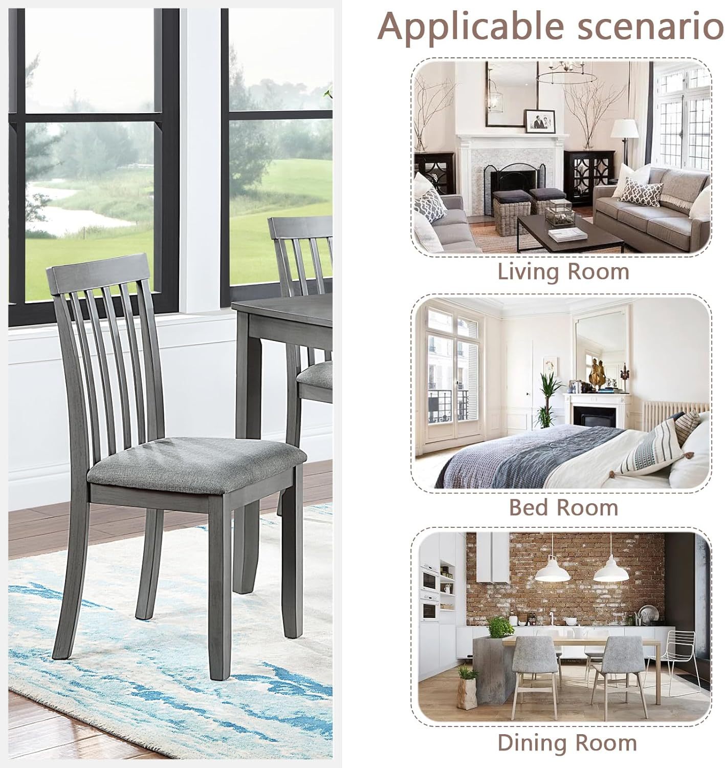 Upholstered Dining Chairs Set of 4, Mid Century Modern Wood Kitchen & Dining Room Chairs, Accent Chair