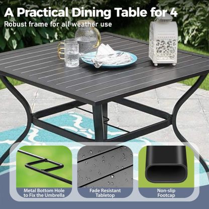 37" x 37" x 28" Patio Dining Table, Square Outdoor Dining Table for Garden Backyard Lawn Yard Furniture