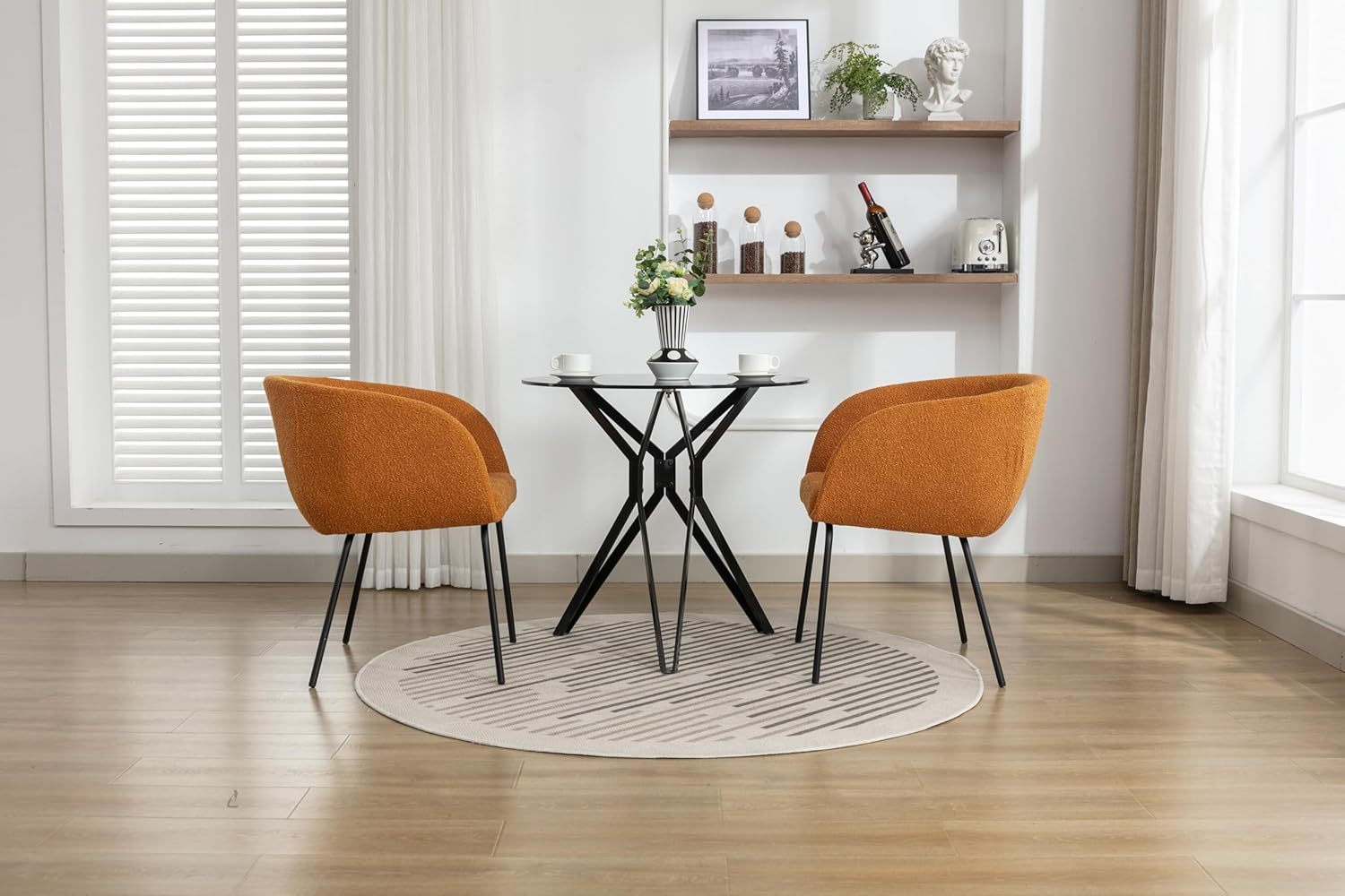 Restaurant Chairs for Dining Room, Upholstered Kitchen Dining Chairs Set of 2, Modern Accent Chairs with Arms