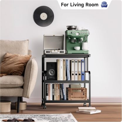 Printer Stand with Adjustable Storage Shelf - Large Printer Table with Wheels - 3 Tier Rolling Printer Cart