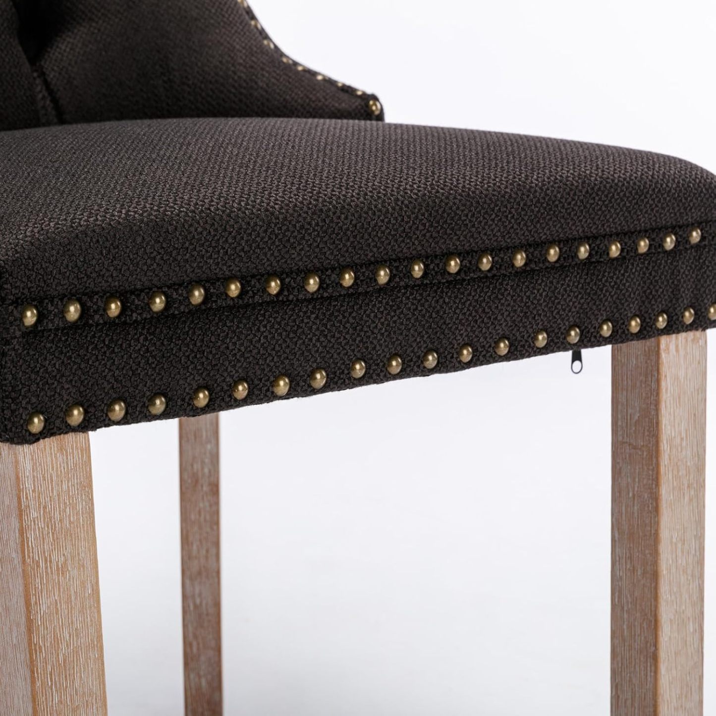 High Back Dining Chair Set of 2, Tufted Back Dining Room Chairs with Nailed Trim and Back Ring Pull, Armless Accent Side Chair