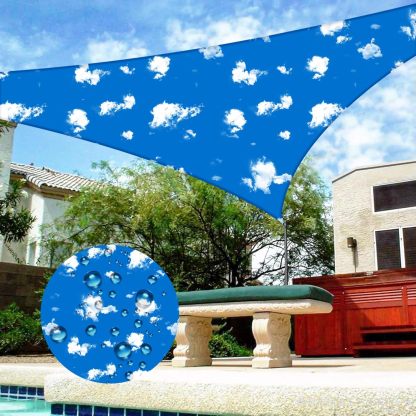 Waterproof Sun Shade Sail 16'x16'x16' Outdoor Canopy Triangle Awning Sunshade Cloth Screen 95% UV Blockage & Water Resistant for Outdoor Patio Garden Pool, Sky Cloud