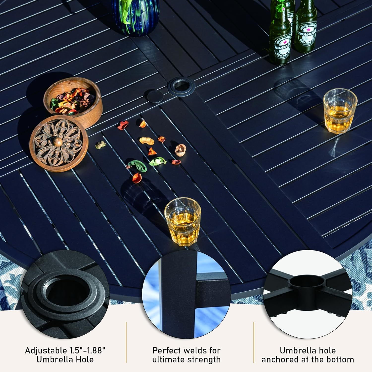 54" x 54" x 29" Patio Dining Table, Round Outdoor Dining Table for Garden Backyard Lawn Yard Furniture