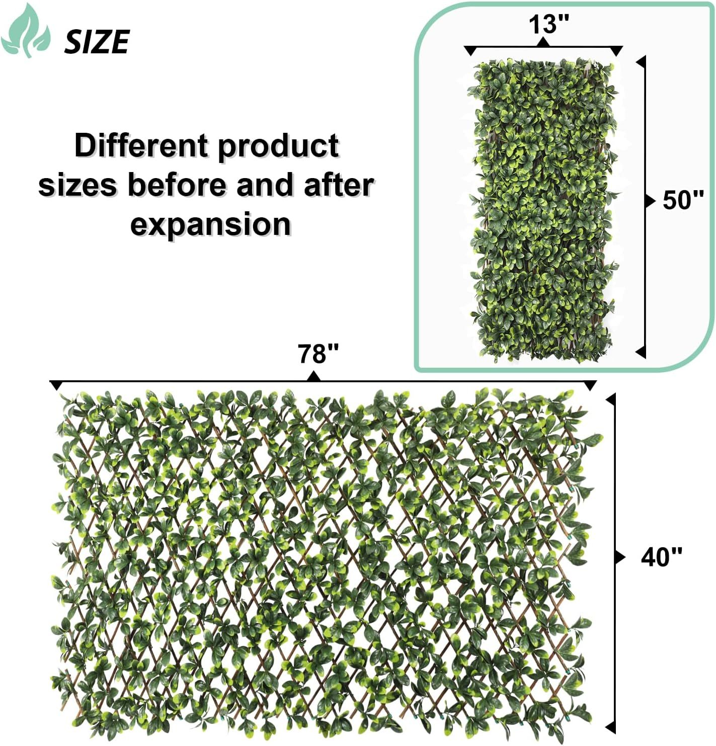 Artificial Leaf Faux Ivy Expandable/Stretchable Outdoor Privacy Fence Screen for Balcony Patio Decoration Fencing Panel 5 Pieces