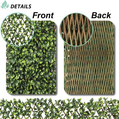 Artificial Leaf Faux Ivy Expandable/Stretchable Outdoor Privacy Fence Screen for Balcony Patio Decoration Fencing Panel 5 Pieces