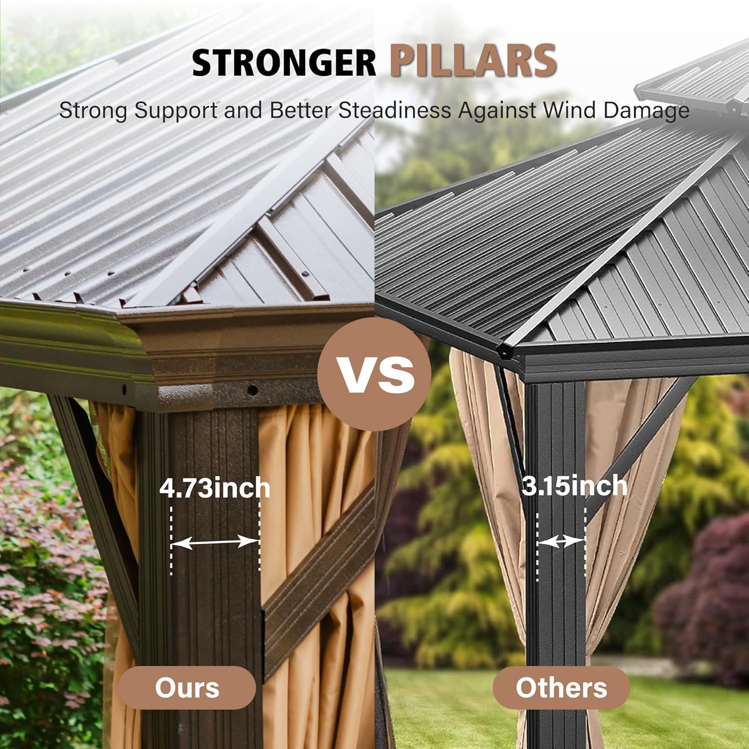 10x12ft Hardtop Gazebo Double Roof with Netting and Curtains, Outdoor Gazebo with Heavy Duty Aluminum Frame and Thick Columns