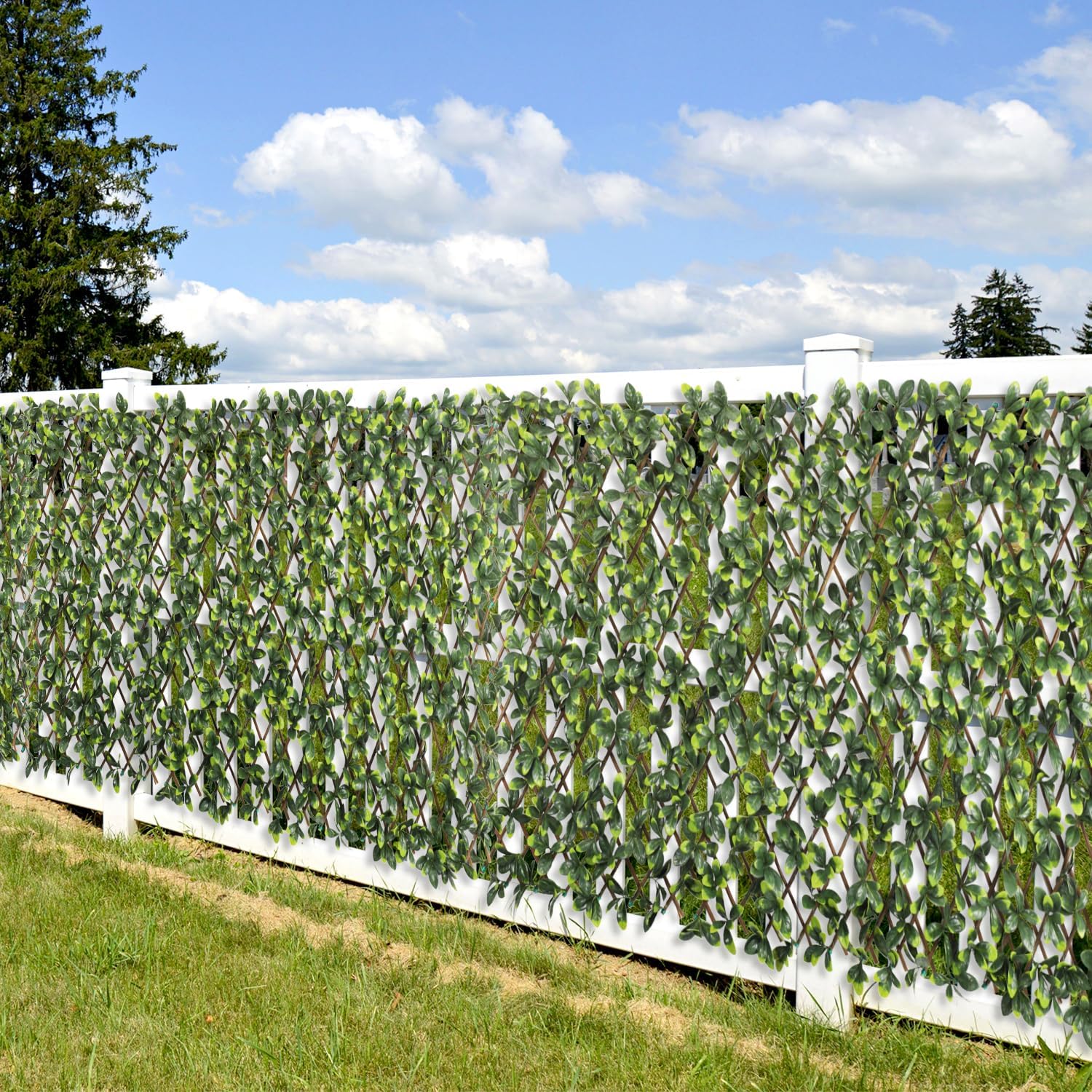 Artificial Leaf Faux Ivy Expandable/Stretchable Outdoor Privacy Fence Screen for Balcony Patio Decoration Fencing Panel 5 Pieces