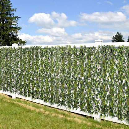 Artificial Leaf Faux Ivy Expandable/Stretchable Outdoor Privacy Fence Screen for Balcony Patio Decoration Fencing Panel 5 Pieces