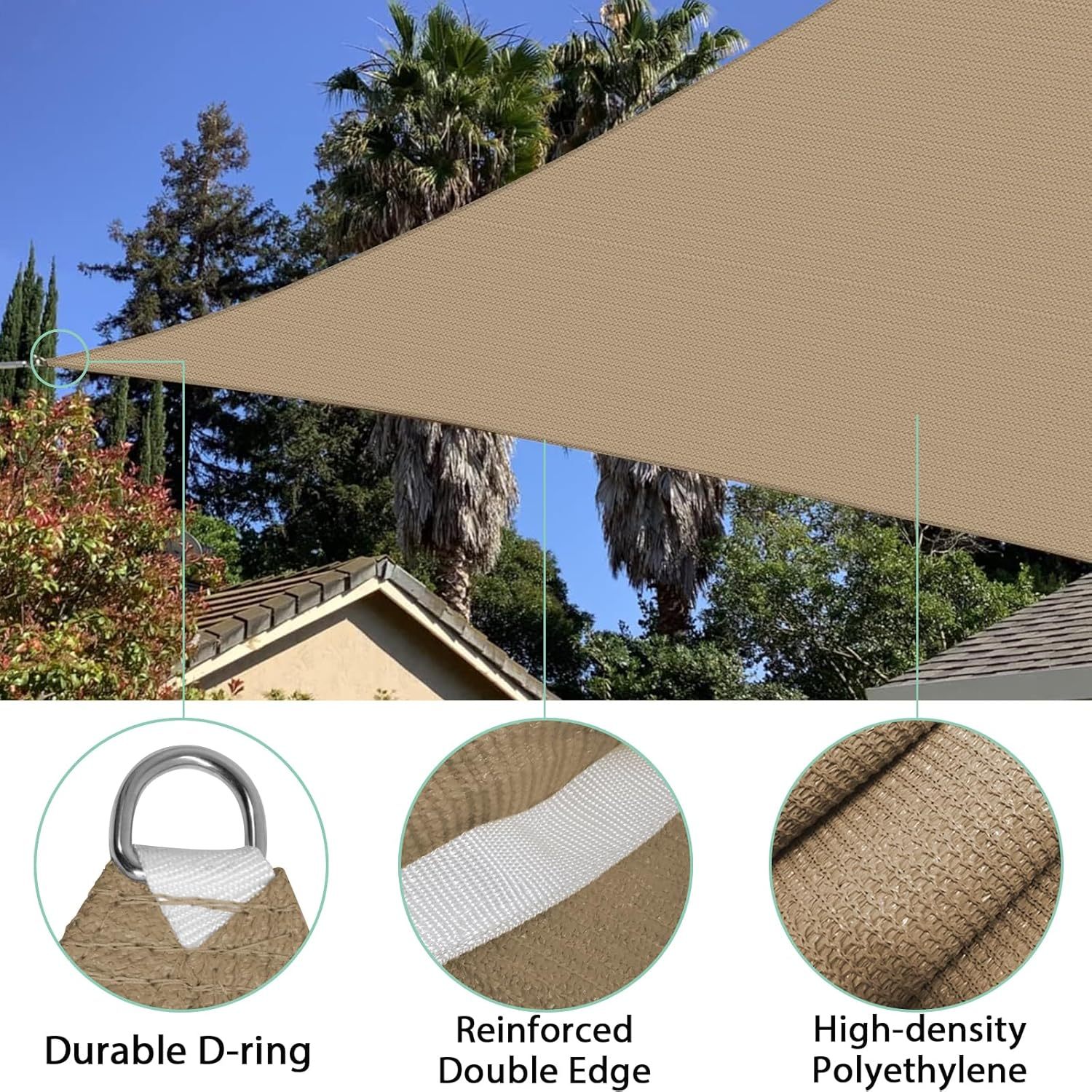 Rectangle Shade Sail Canopy Sun Shade for Patio Outside Shade Cloth Awning Outdoor Garden
