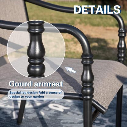 Patio Dining Chairs Set of 4, Outdoor Stackable Dining Chairs for All Weather, Outdoor Furniture Chairs, Breathable Seat Fabric and Steel Frame for Backyard, Deck, Garden(Gray)